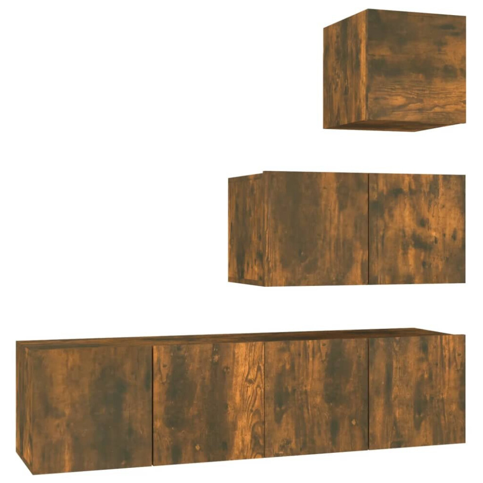 Vidaxl (Smoked Oak, 30.5 X 30 X 30 Cm (W X D X H)) Tv Cabinet Set Engineered Wood Media Tv Console Multi Colours 1/4 Piece Brown