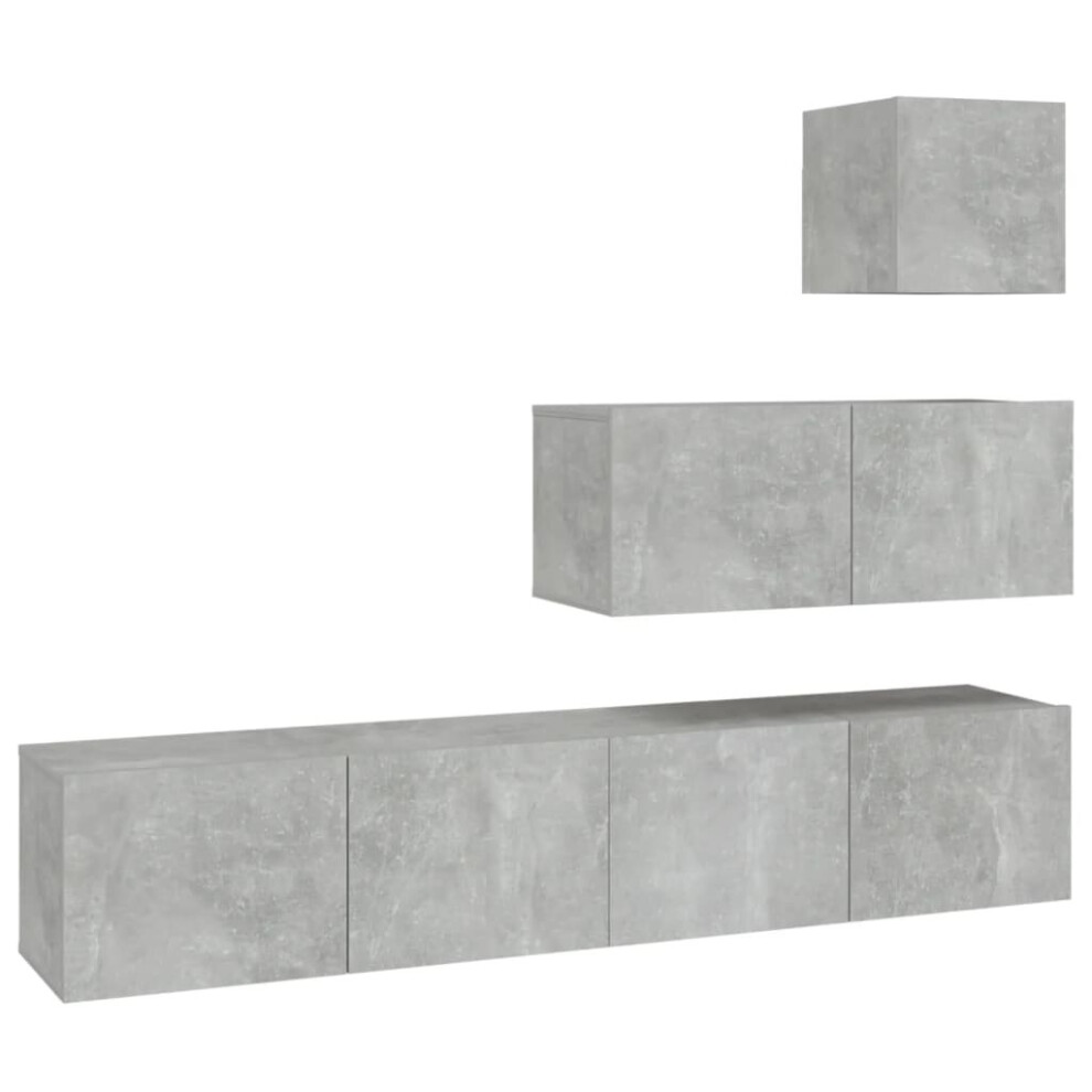 Vidaxl (Concrete 80 X 30 X 30 Cm (W X D X H)) Tv Cabinet Set Engineered Wood Media Tv Console Multi Colours 1/4 Piece Grey