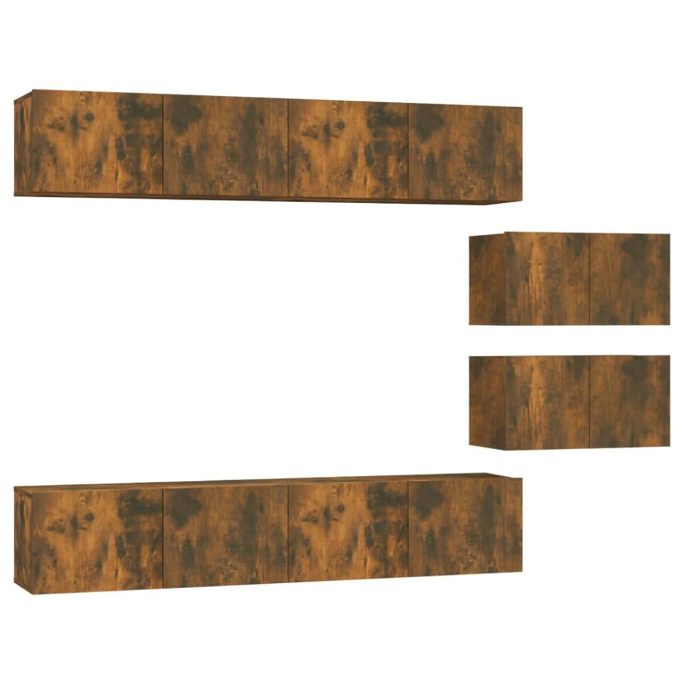 Vidaxl (Smoked Oak) Tv Cabinet Set 6 Piece Engineered Wood Multi Colours 100/80X30x30 Cm