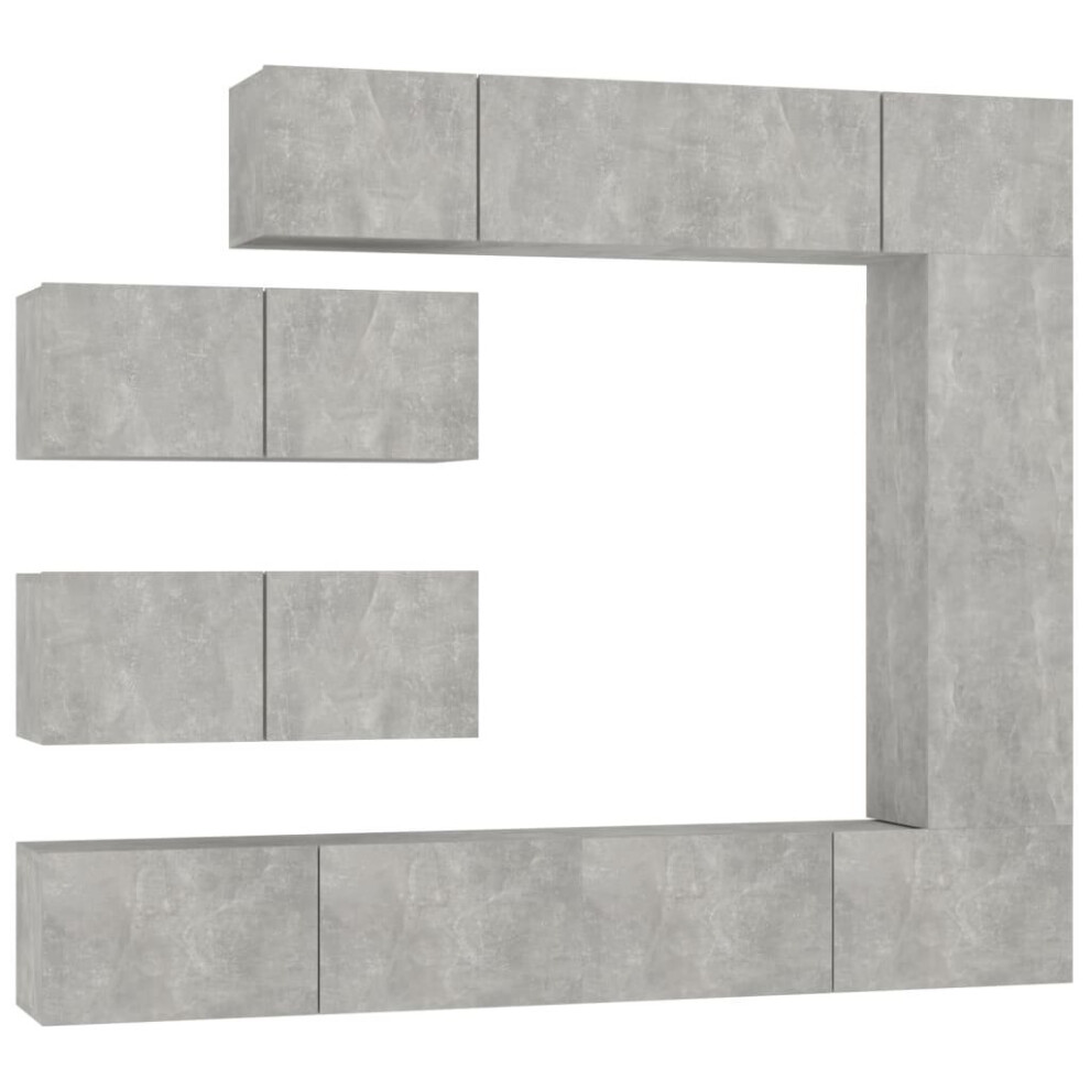 Vidaxl (Concrete Grey, 30.5 X 30 X 110 Cm (L X W X H)) Tv Cabinet Set 4 Piece Engineered Wood Indoor Media Unit Multi Colours