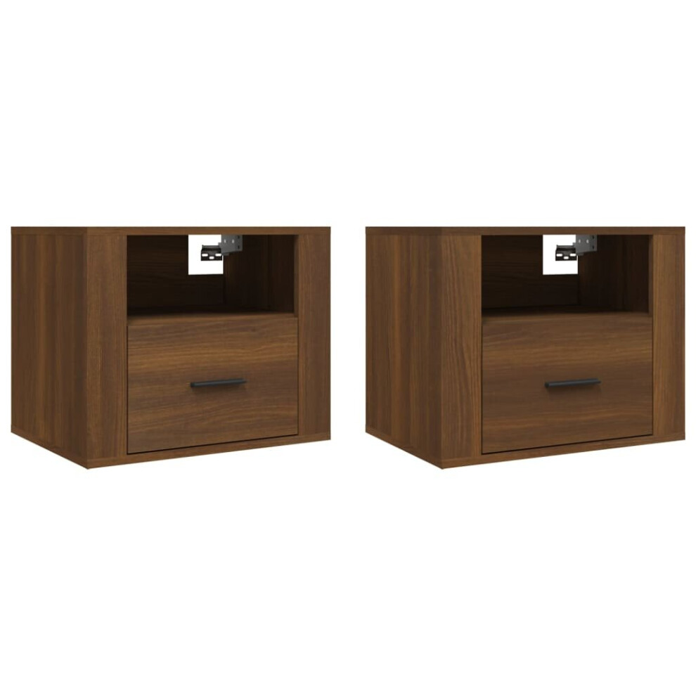 (Brown oak, 2 x Bedside cabinet) vidaXL 1/2x Wall-mounted Bedside Cabinet Floating Bedside Unit Multi Colours-image-OPC-PB8XK7P-NEW