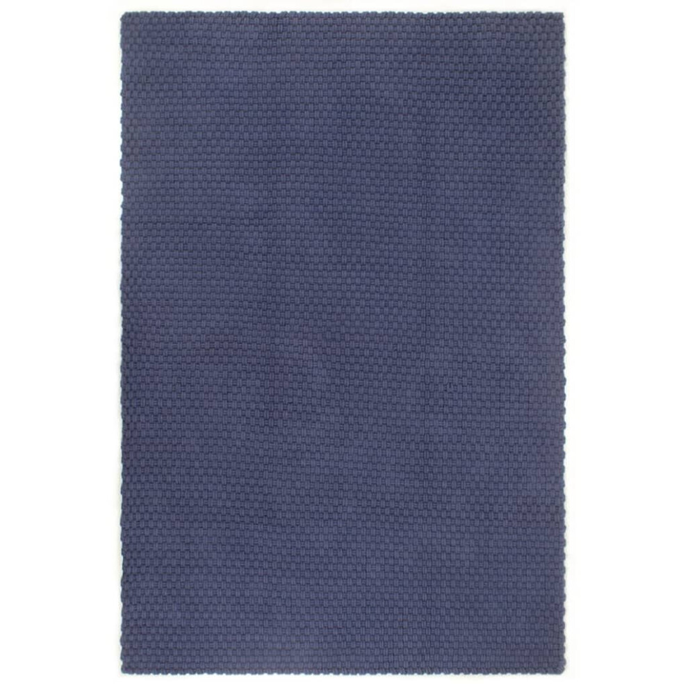 Vidaxl (Navy Blue, 160 X 230 Cm) Rug Rectangular Cotton Indoor Floor Carpet Mat Rug Multi Colours/Sizes