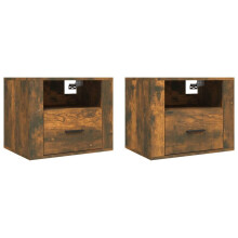 (Smoked oak, 2 x Bedside cabinet) vidaXL 1/2x Wall-mounted Bedside Cabinet Floating Bedside Unit Multi Colours