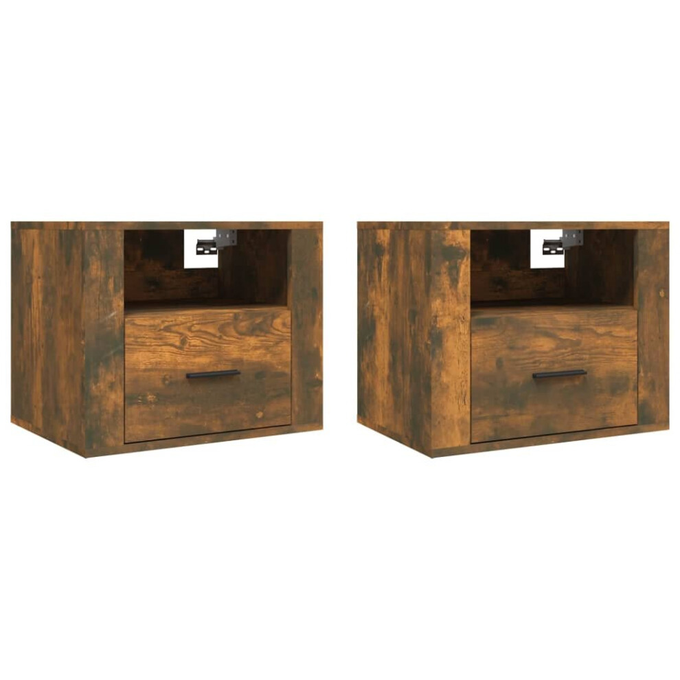 Vidaxl (Smoked Oak, 2 X Bedside Cabinet) 1/2X Wall-Mounted Bedside Cabinet Floating Bedside Unit Multi Colours