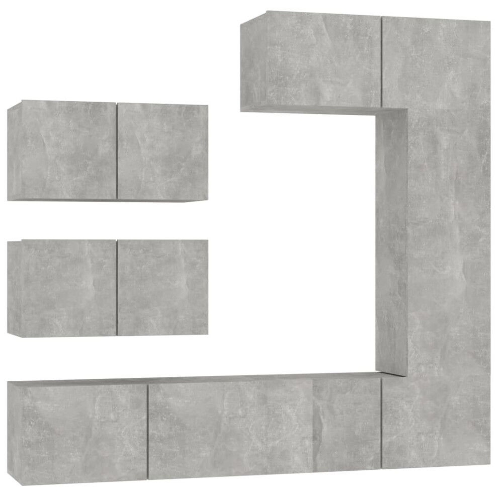 Vidaxl (Concrete Grey, 30.5 X 30 X 90 Cm (L X W X H)) Tv Cabinet Set 4 Piece Engineered Wood Indoor Media Unit Multi Colours