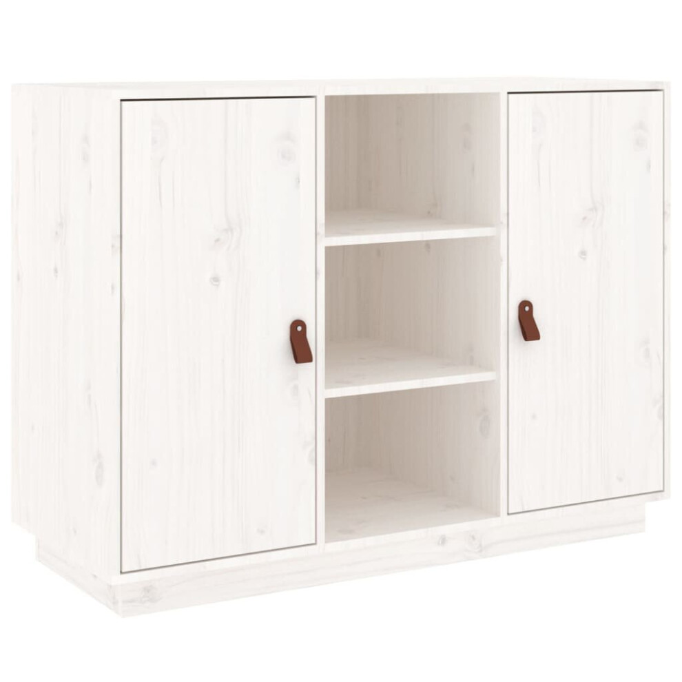 (White) vidaXL Solid Wood Pine Sideboard Wooden Home Organiser Cupboard Multi Colours