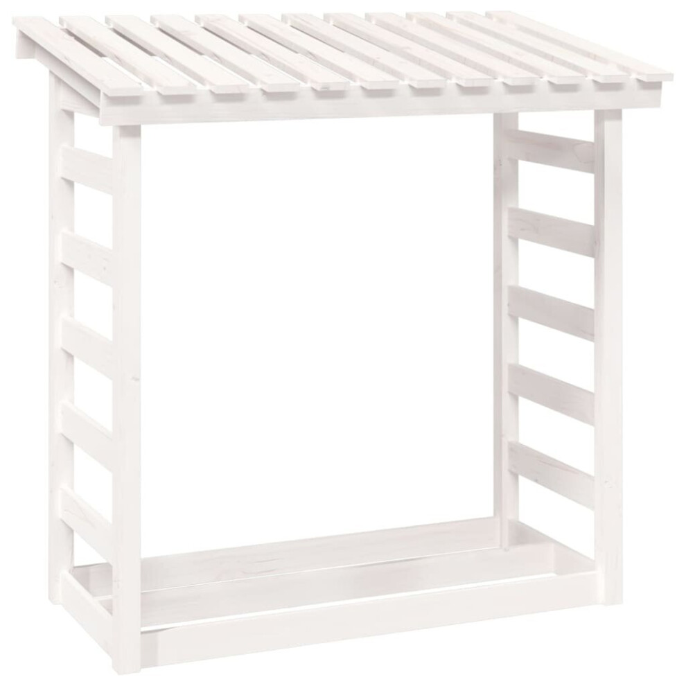 (White, 108 x 64.5 x 110 cm) vidaXL Solid Wood Pine Firewood Rack Multi Colours 108x64.5x110/108x64.5x78 cm