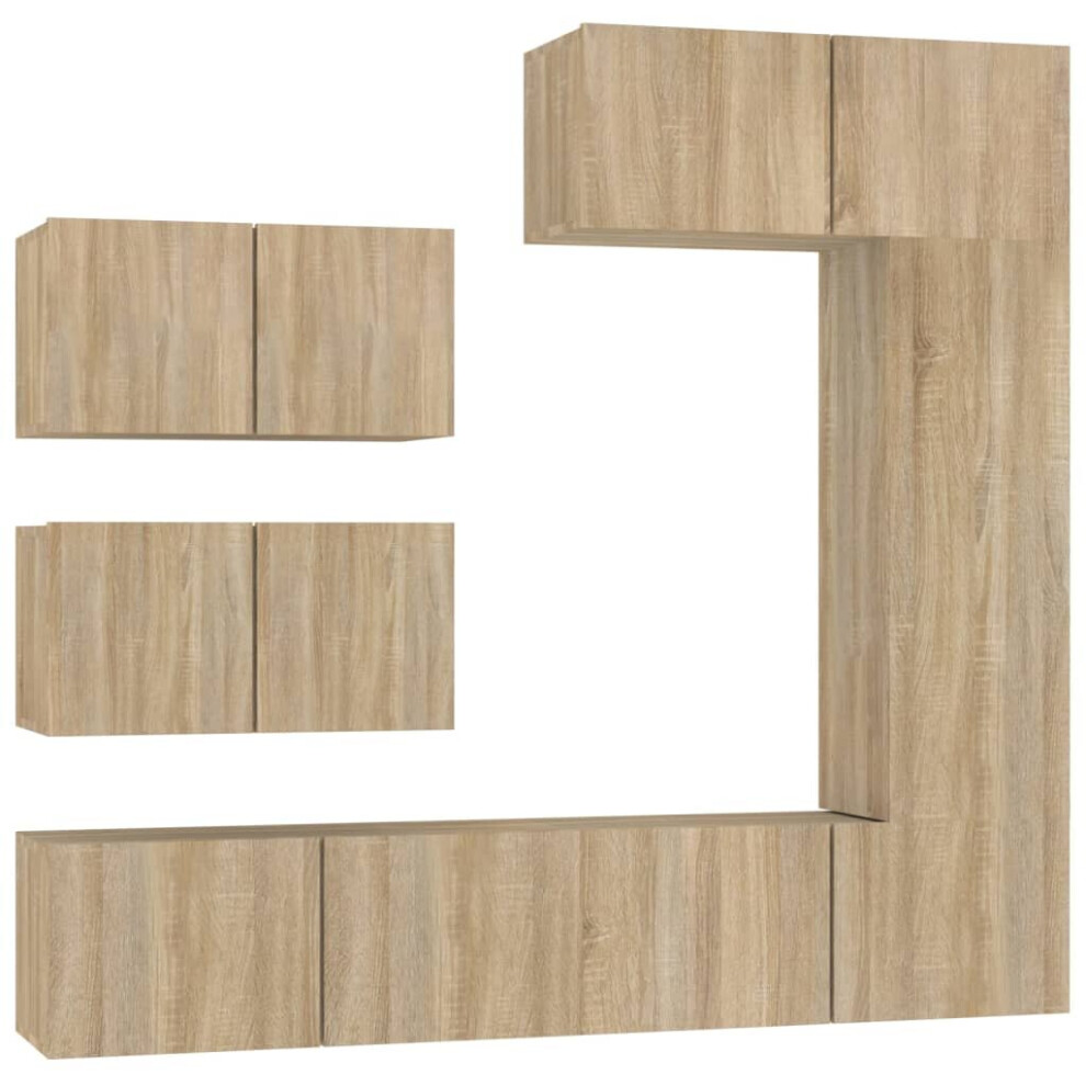 Vidaxl (Sonoma Oak, 30.5 X 30 X 90 Cm (L X W X H)) Tv Cabinet Set 4 Piece Engineered Wood Indoor Media Unit Multi Colours