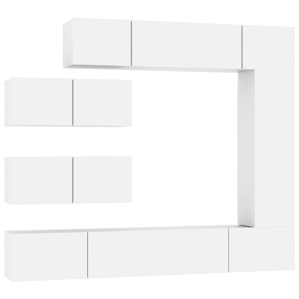 Vidaxl (White, 30.5 X 30 X 110 Cm (L X W X H)) Tv Cabinet Set 4 Piece Engineered Wood Indoor Media Unit Multi Colours