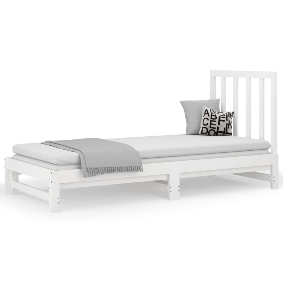 (White, 205.5 x 182 x 30 cm (L x W x H)) vidaXL Solid Wood Pine Pull-out Day Bed Multi Colours 2x(90x190)/2x(90x200) cm