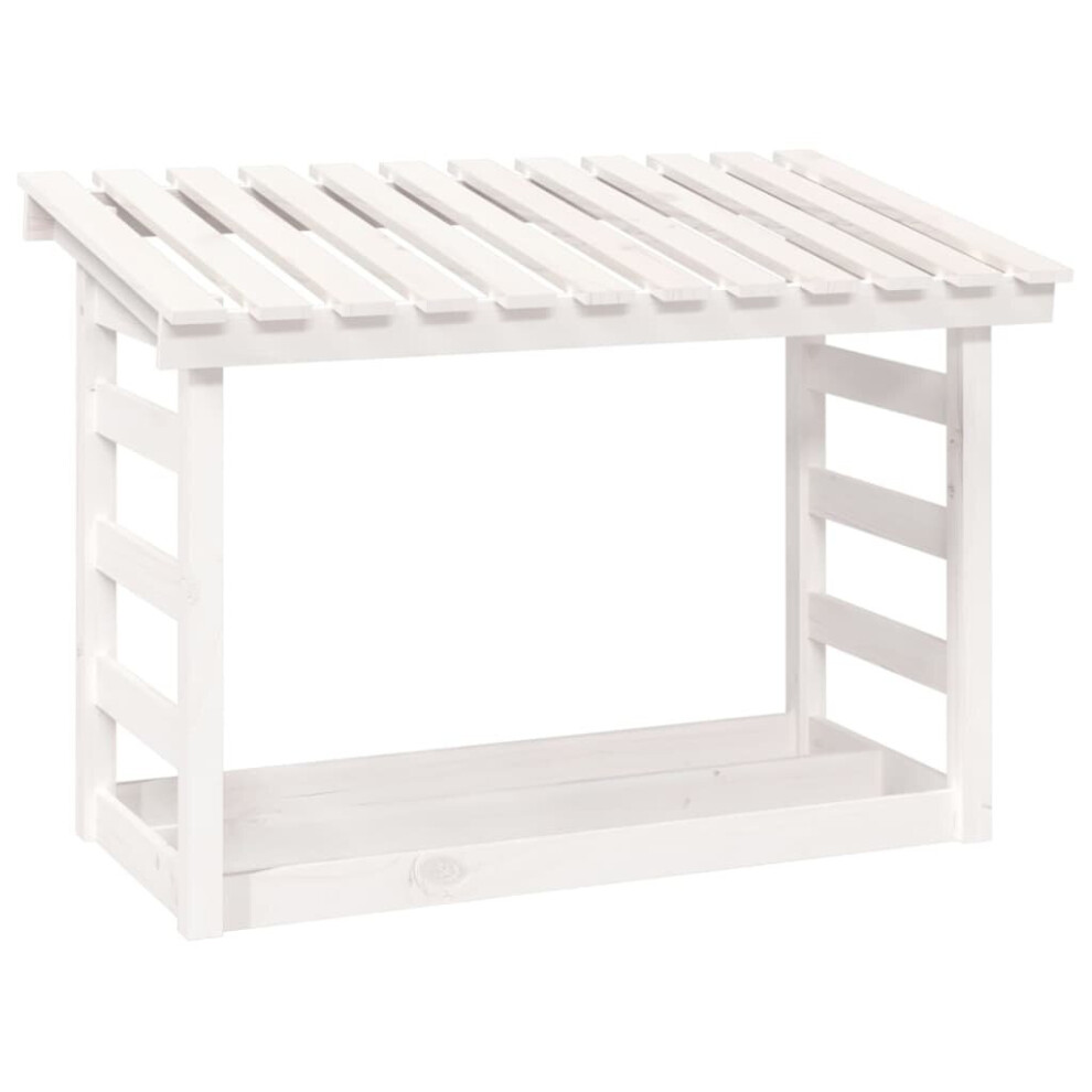 (White, 108 x 64.5 x 78 cm) vidaXL Solid Wood Pine Firewood Rack Multi Colours 108x64.5x110/108x64.5x78 cm