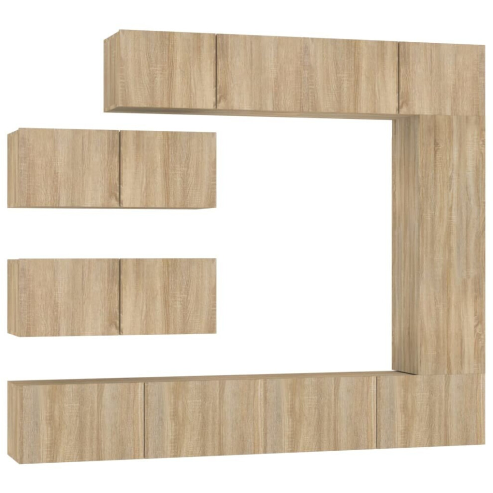 Vidaxl (Sonoma Oak, 30.5 X 30 X 110 Cm (L X W X H)) Tv Cabinet Set 4 Piece Engineered Wood Indoor Media Unit Multi Colours