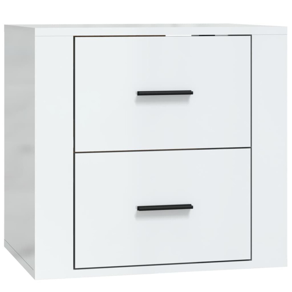 (High gloss white) vidaXL Wall-mounted Bedside Cabinet Indoor Floating Nightstand Multi Colours