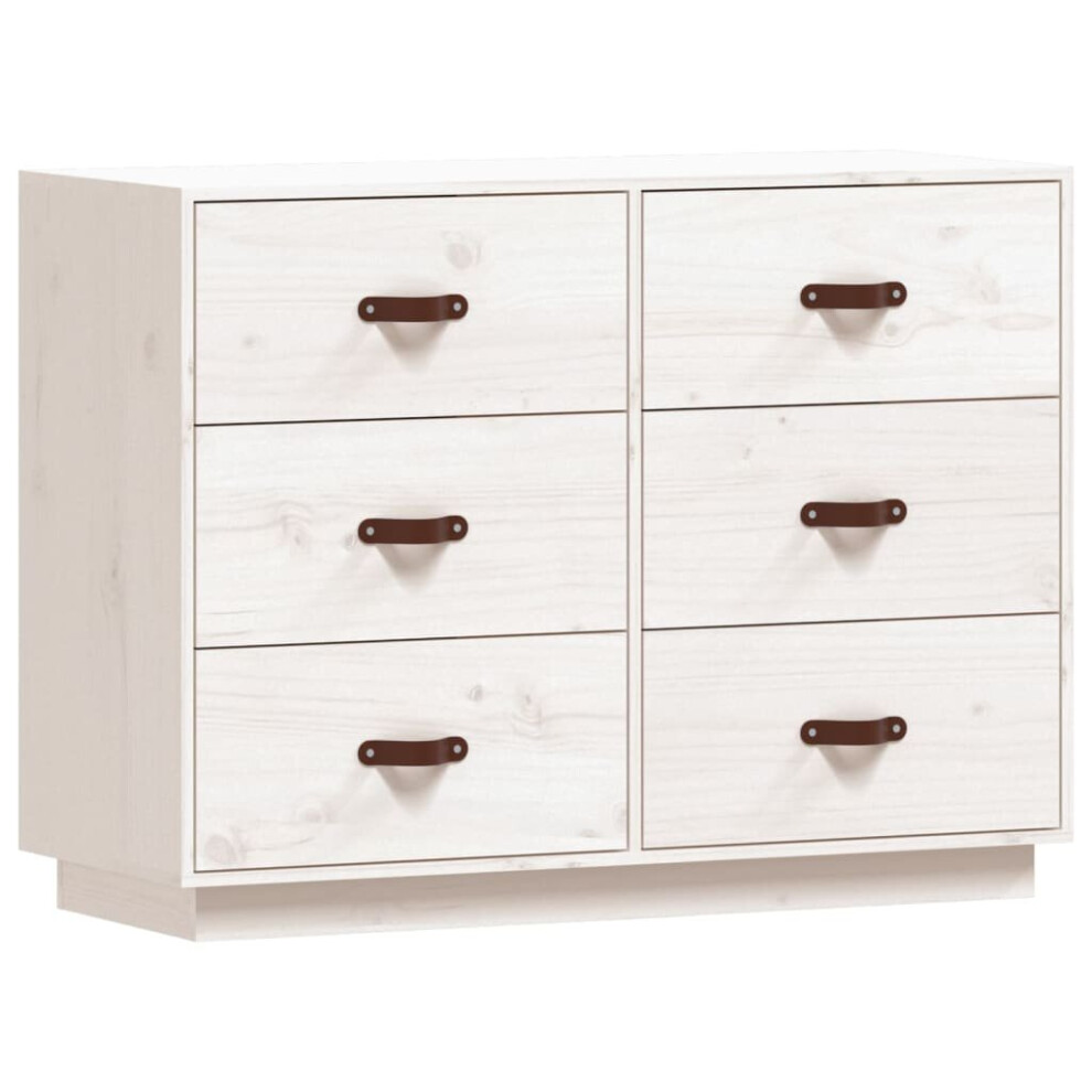 Vidaxl (White) Solid Wood Pine Sideboard Home Organiser Indoor Cupboard Multi Colours