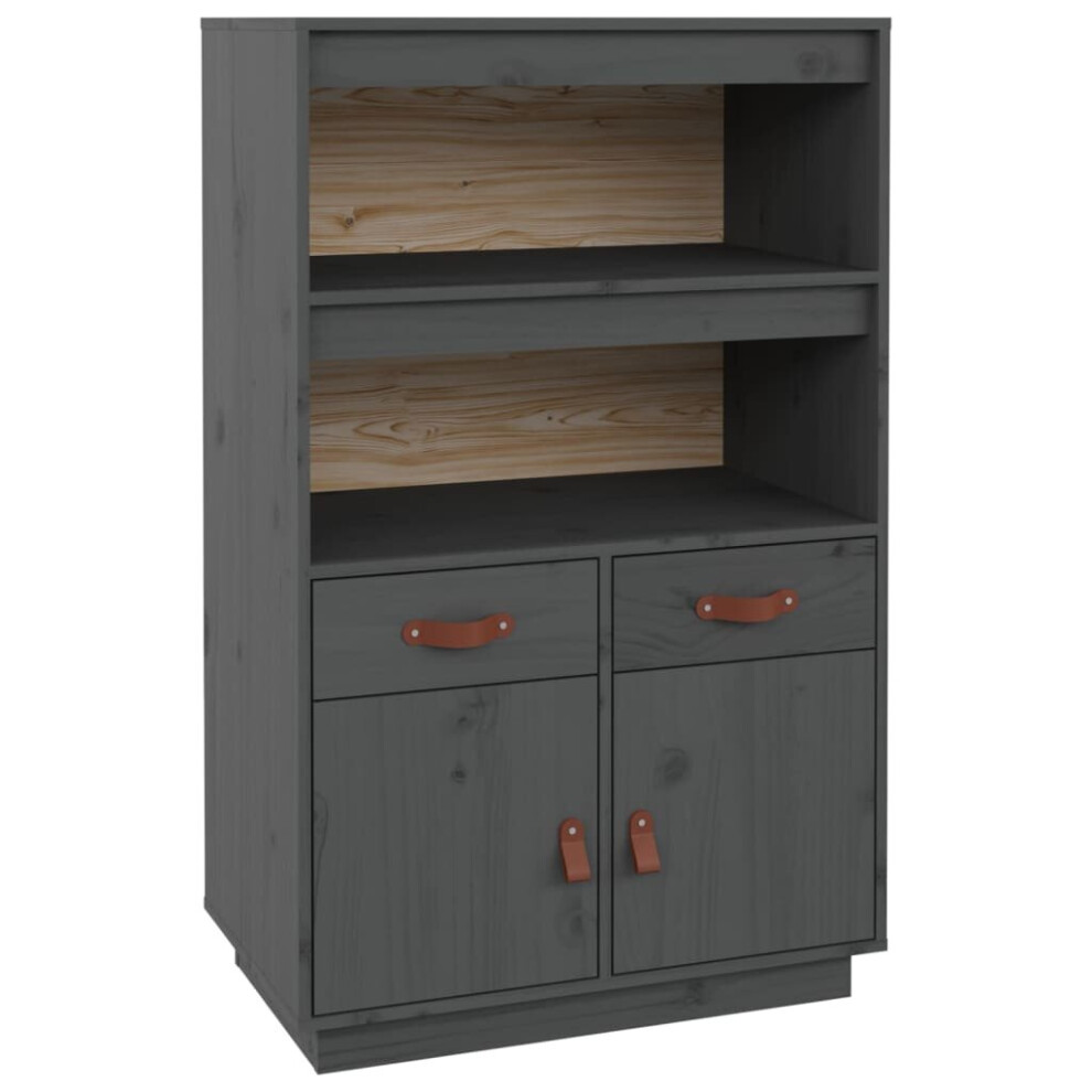Vidaxl (Grey) Solid Wood Pine Highboard Wooden Buffet Cabinet Cupboard Multi Colours Grey