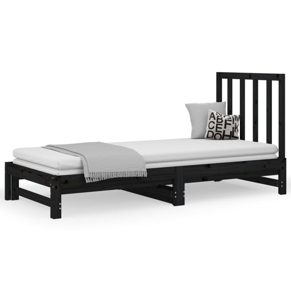 (Black, 205.5 X 182 X 30 Cm (L X W X H)) vidaXL Solid Wood Pine Pull-out Day Bed Multi Colours 2x(90x190)/2x(90x200) Cm