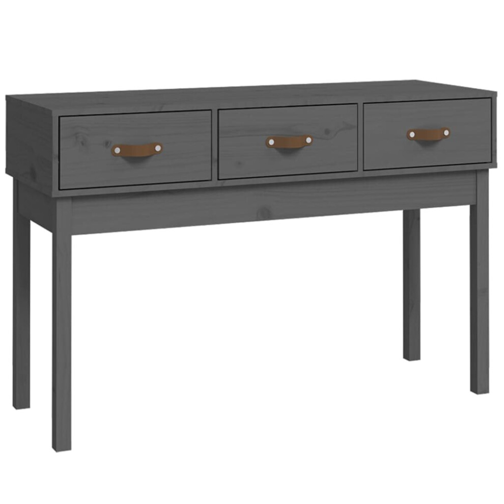 Vidaxl Console Table Grey 114cm Solid Pine Wood - 3 Drawers - Image 2