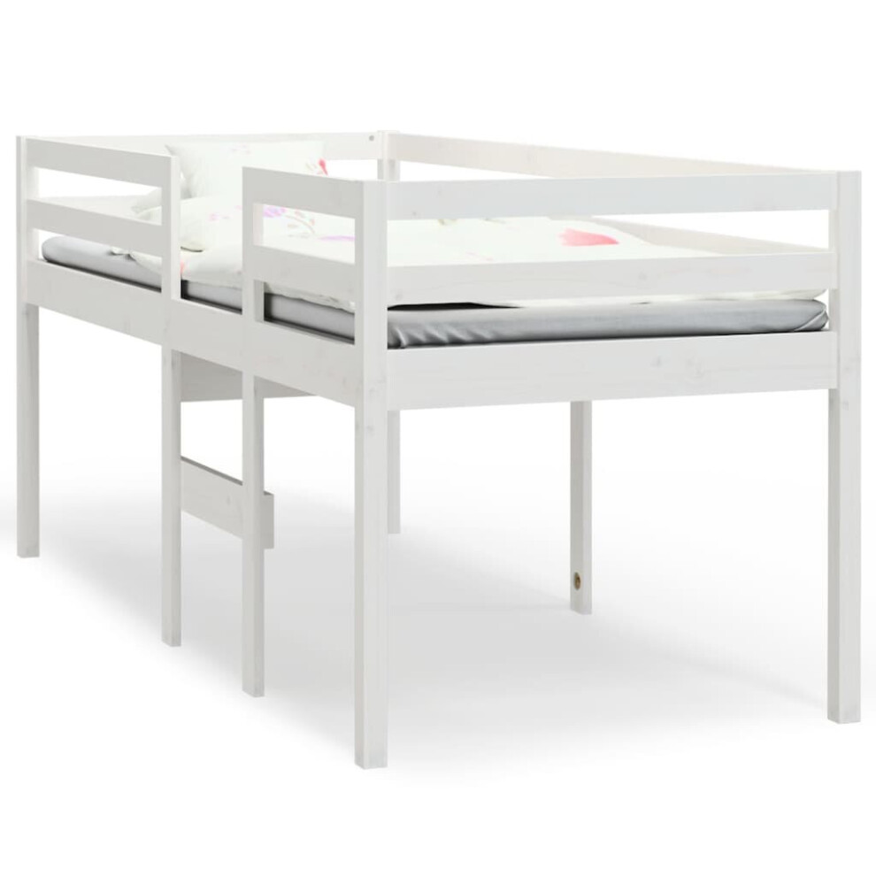 (White, 90 x 190 cm) vidaXL High Sleeper Bed Bedroom Loft Bed Frame Kids Bedstead Solid Wood Pine