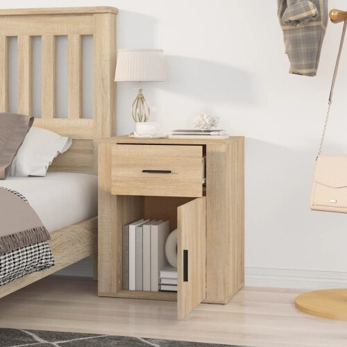 VidaXL (Sonoma oak) vidaXL Bedside Cabinet Engineered Wood End Table Nightstand Multi Colours 2
