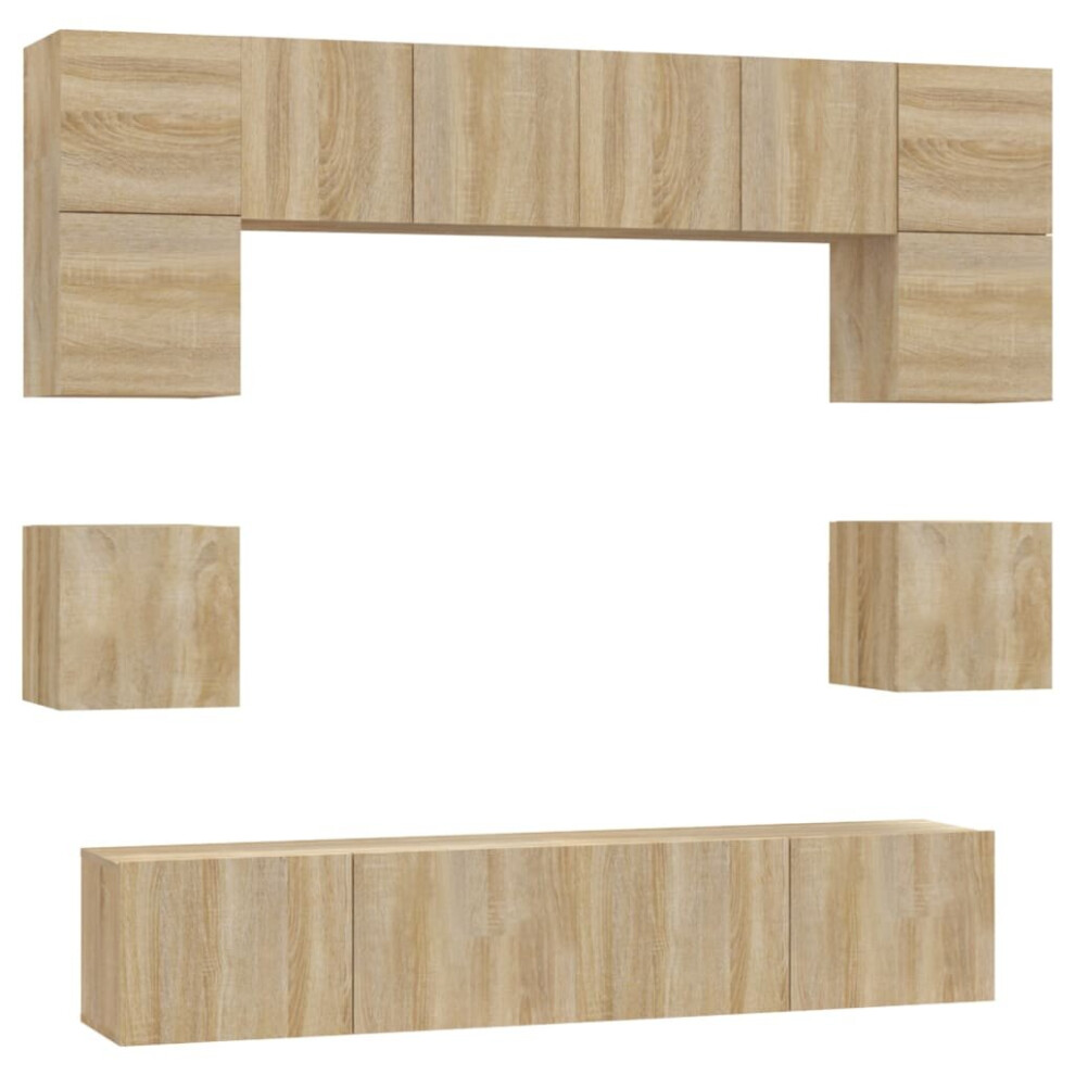 Vidaxl (Sonoma Oak, 80 X 30 X 30 Cm (W X D X H)) Tv Cabinet Set 8 Piece Engineered Wood Multi Colours 100/80X30x30 Cm