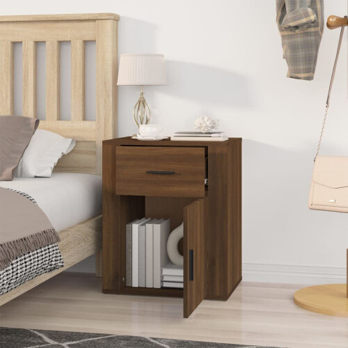 VidaXL (Brown oak) vidaXL Bedside Cabinet Engineered Wood End Table Nightstand Multi Colours 2