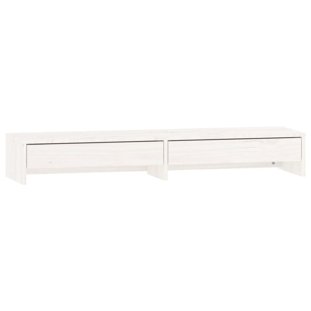 (, 100 X 27 X 15 Cm) Vidaxl Solid Wood Pine Monitor Stand Multi Colours 100X27x15 Cm/50X27x15 Cm White 8720845579432