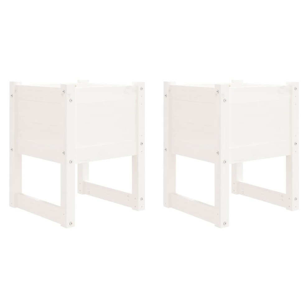 Vidaxl (White, 40 X 40 X 52.5 Cm/2) 1/2X Solid Wood Pine Planter Raised Bed Flower Box Multi Colours/Sizes