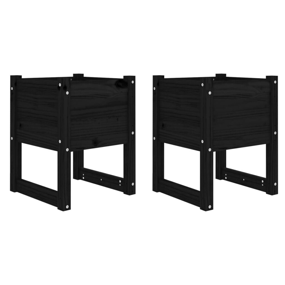 Vidaxl (Black, 40 X 40 X 52.5 Cm/2) 1/2X Solid Wood Pine Planter Raised Bed Flower Box Multi Colours/Sizes