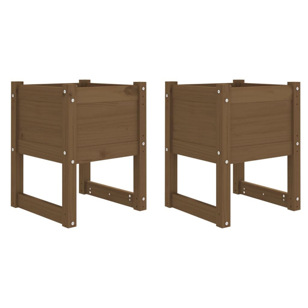 Vidaxl (Honey Brown, 40 X 40 X 52.5 Cm/2) 1/2X Solid Wood Pine Planter Raised Bed Flower Box Multi Colours/Sizes