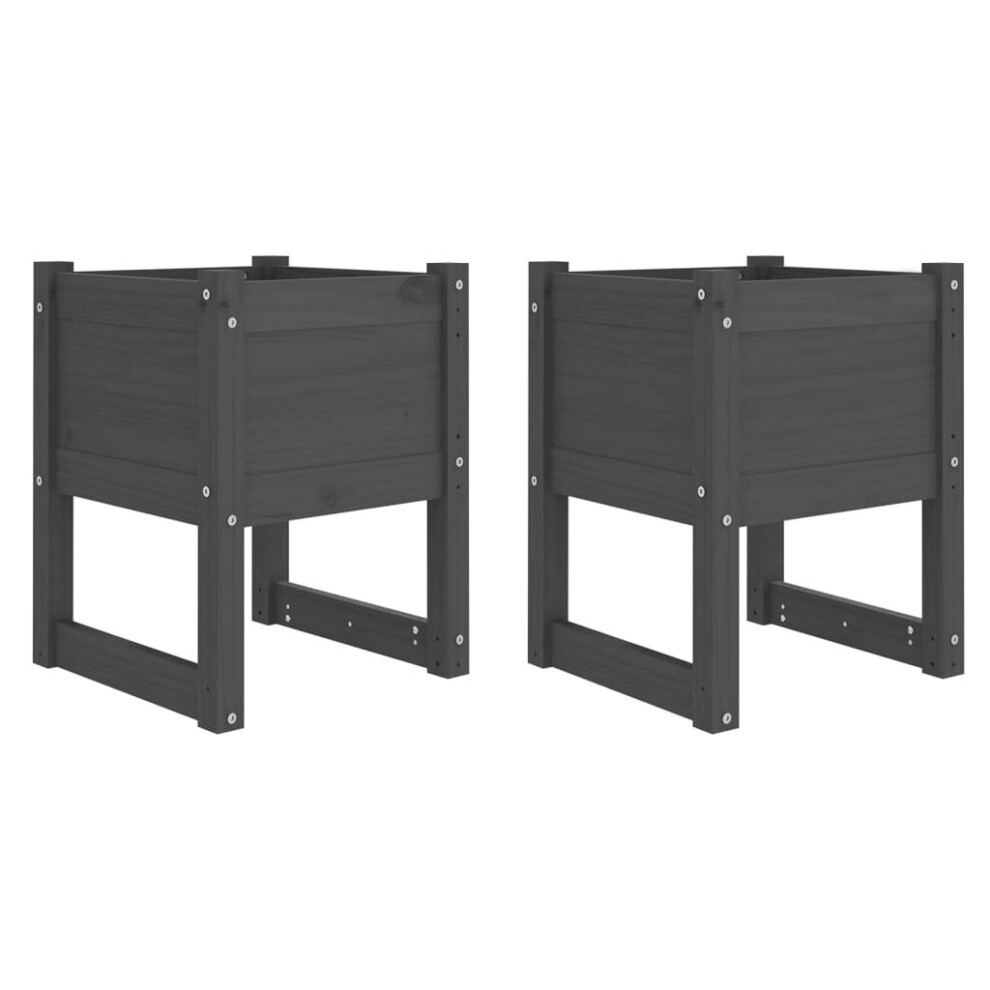 Vidaxl (Grey, 40 X 40 X 52.5 Cm/2) 1/2X Solid Wood Pine Planter Raised Bed Flower Box Multi Colours/Sizes