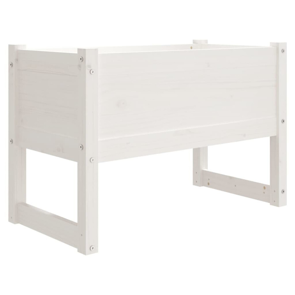 Vidaxl (White, 78 X 40 X 52 Cm) 1/2X Solid Wood Pine Planter Raised Bed Flower Box Multi Colours/Sizes