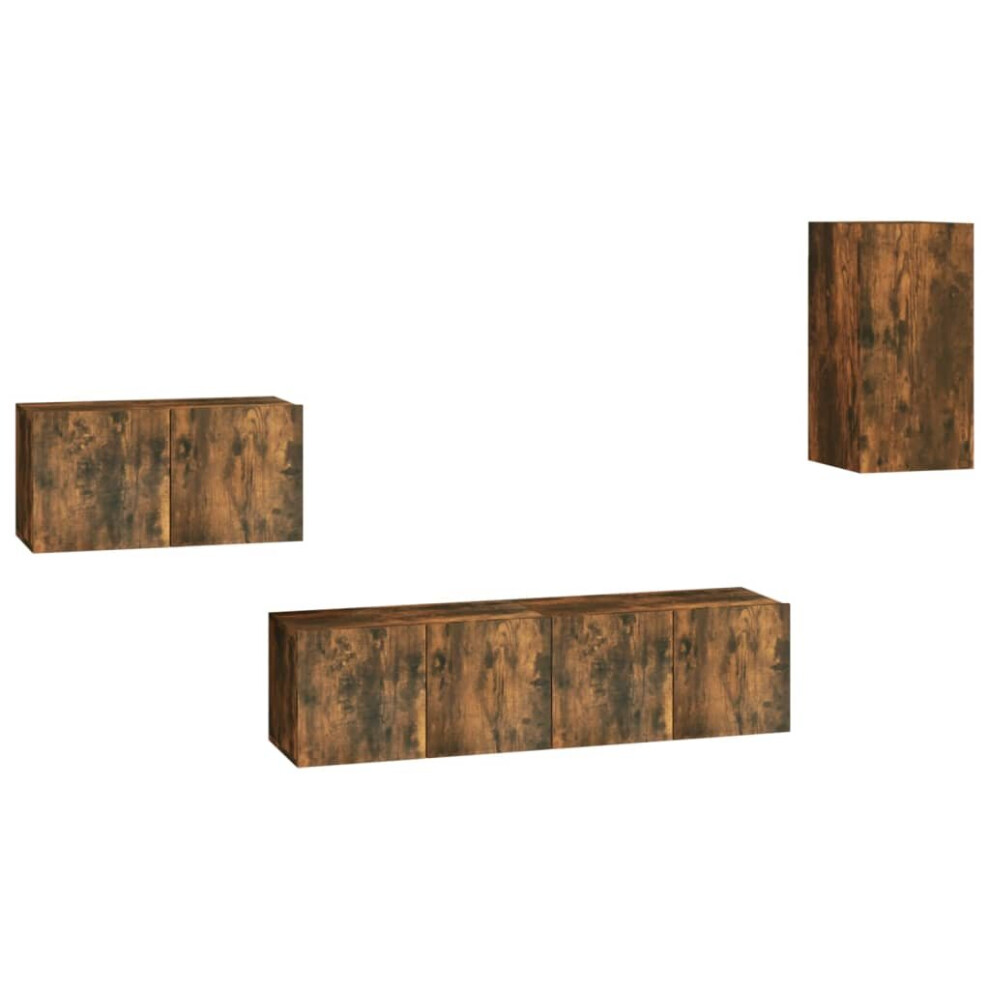 Vidaxl (Smoked Oak, 60 X 30 X 30 Cm (W X D X H)) Tv Cabinet Set 4 Piece Tv Console Media Unit Cupboard Engineered Wood