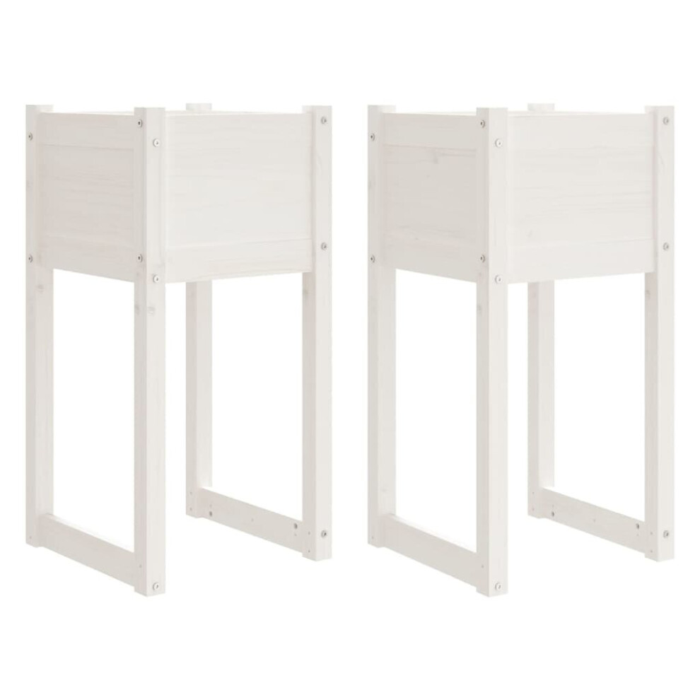 Vidaxl (, 40 X 40 X 81 Cm/2) 1/2X Solid Wood Pine Planter Raised Bed Flower Box Multi Colours/Sizes White
