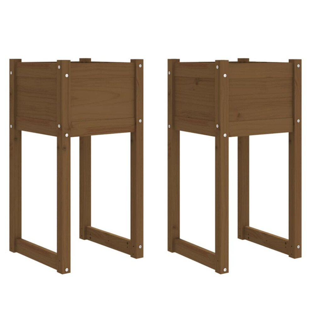Vidaxl (Honey Brown, 40 X 40 X 81 Cm/2) 1/2X Solid Wood Pine Planter Raised Bed Flower Box Multi Colours/Sizes