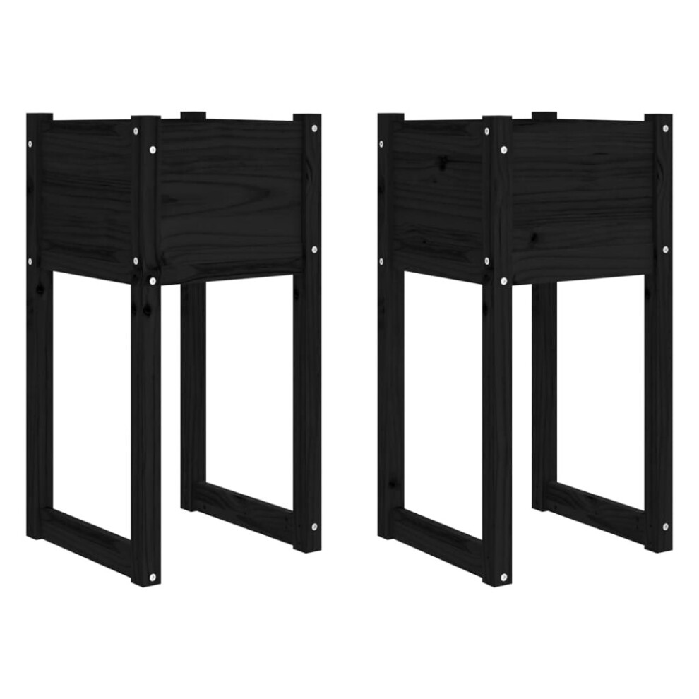 (Black, 40 x 40 x 81 cm/2) vidaXL 1/2x Solid Wood Pine Planter Raised Bed Flower Box Multi Colours/Sizes