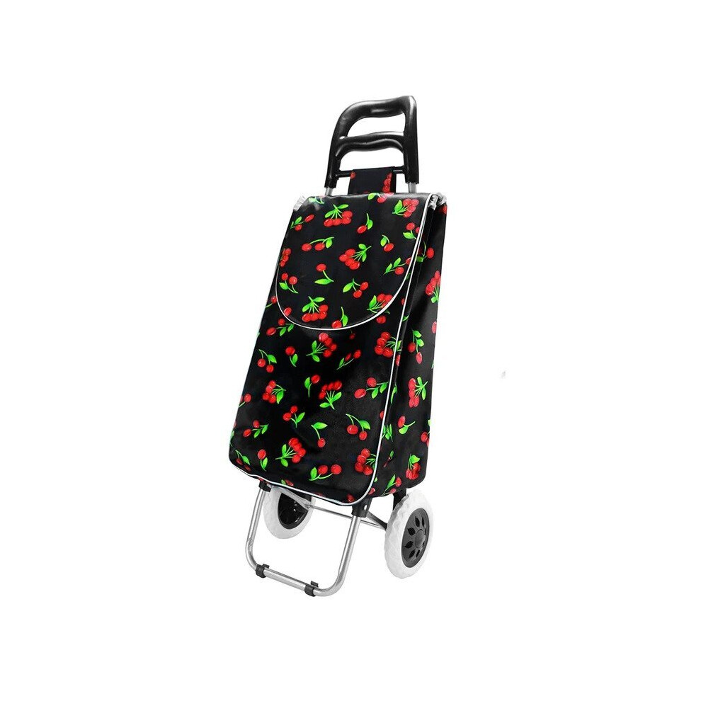 Hampton & Stewart 2 Wheel Shopping Trolley - Black with Cherrys