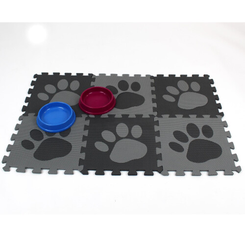 EVA Pet Interlocking Floor Feeding Mat Paw Print 1