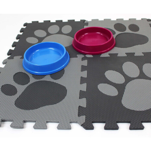EVA Pet Interlocking Floor Feeding Mat Paw Print 2