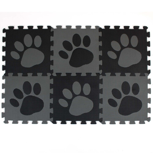 EVA Pet Interlocking Floor Feeding Mat Paw Print