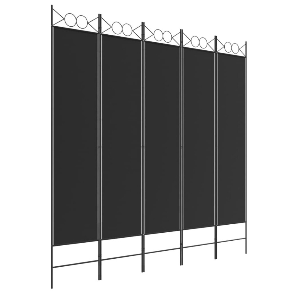 Vidaxl 5-Panel Room Divider - Black Fabric 200x200cm - Privacy Screen - Image 2