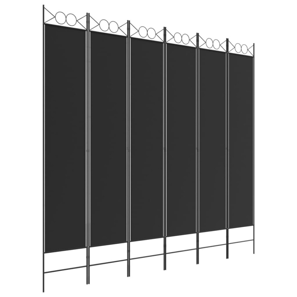 Vidaxl (Black, 240 X 220 Cm) 6-Panel Room Divider Fabric Privacy Screen Paravent Multi Colours/Sizes