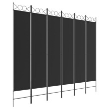 (Black, 240 x 200 cm) vidaXL 6-Panel Room Divider Fabric Privacy Screen Paravent Multi Colours/Sizes