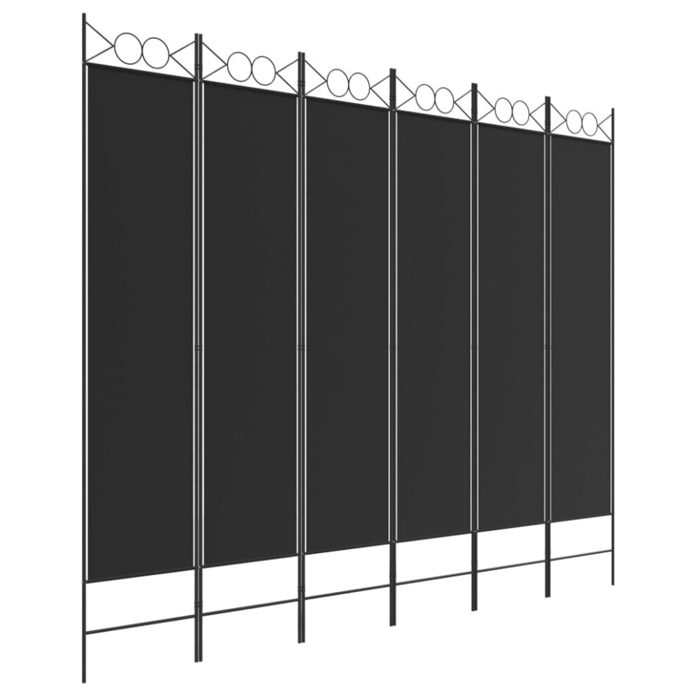 (Black, 240 x 200 cm) vidaXL 6-Panel Room Divider Fabric Privacy Screen Paravent Multi Colours/Sizes-image-OPC-PB8XKDD-NEW