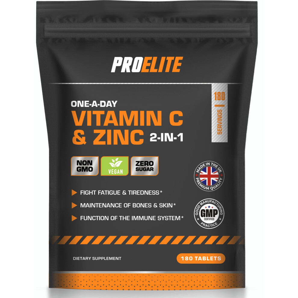 (180 Tablets) Vitamin C + Zinc Vegan Tablets Health Support