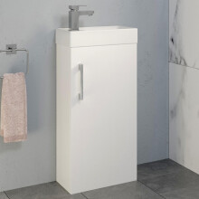 Purefino White Gloss Cloakroom Vanity Unit, Ibbardo Basin Mixer Tap and Waste - 400mm Width