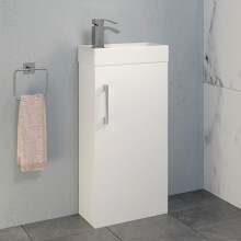Purefino White Gloss Cloakroom Vanity Unit, Osmo Basin Mixer Tap and Waste - 400mm Width