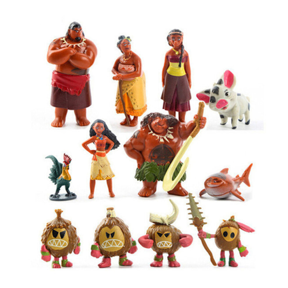 12 Pcs Moana Princess Waialiki Maui Heihei Adventure Action Figures