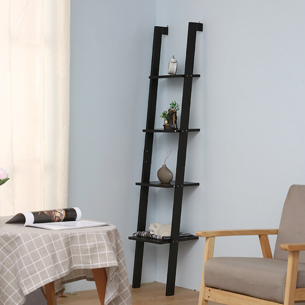 4 Tier Ladder Shelving Unit Display Bookshelf Bookcase Wall Shelf Storage