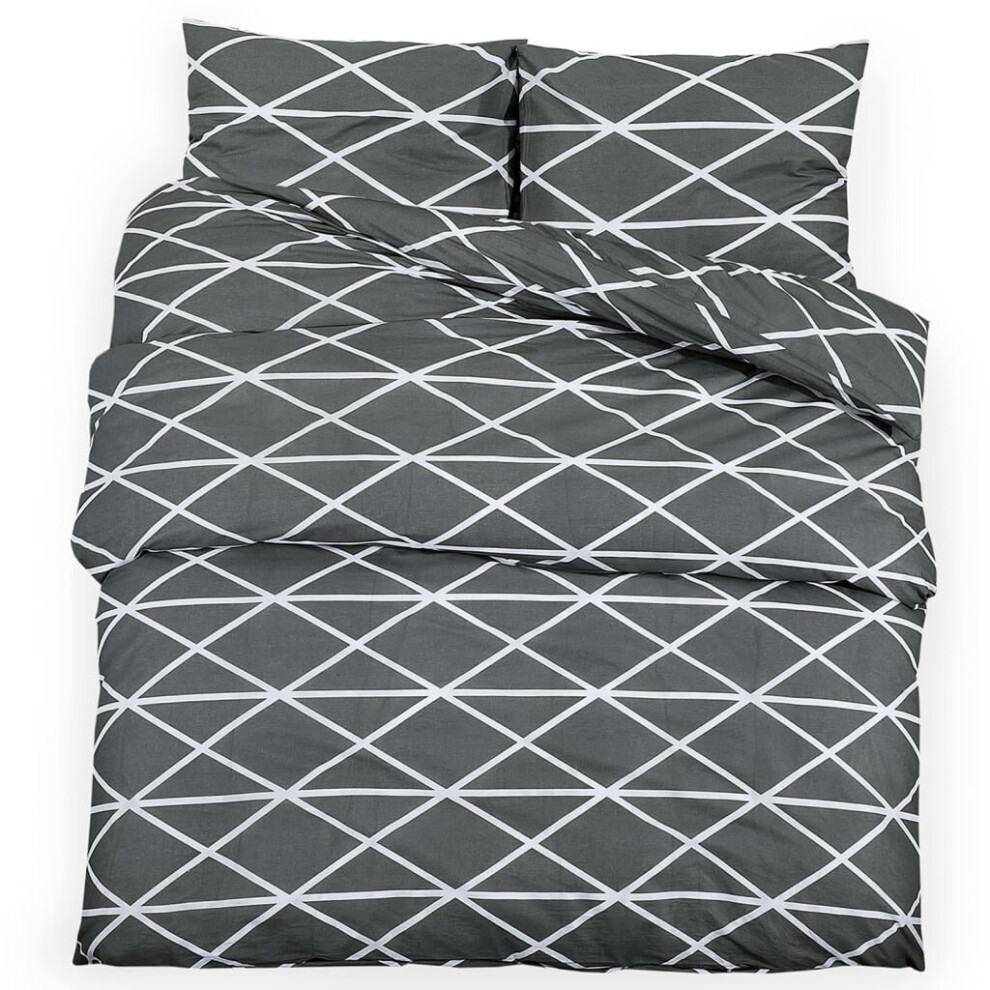 (140 x 200 cm + 50 x 75 cm) vidaXL 1/2x Duvet Cover Set Grey Cotton Duvet Slipcover Pillowcase Multi Sizes