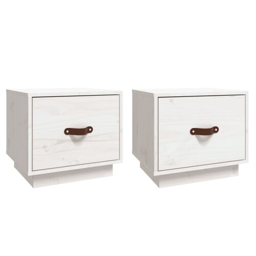 VidaXL (White) vidaXL 1/2x Solid Wood Pine Bedside Cabinet End Accent Table Multi Colours 1